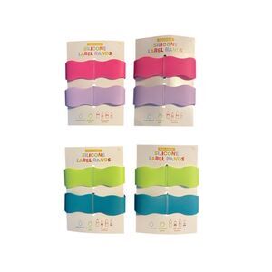 Silicone Label Bands – Set of 4 – Pink, Lavender, Lime & Teal – NWT